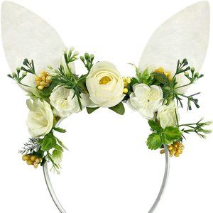 Bnikion Easter Floral Bunny Ears Headband Spring Woodland Flower Fairy Rabbit